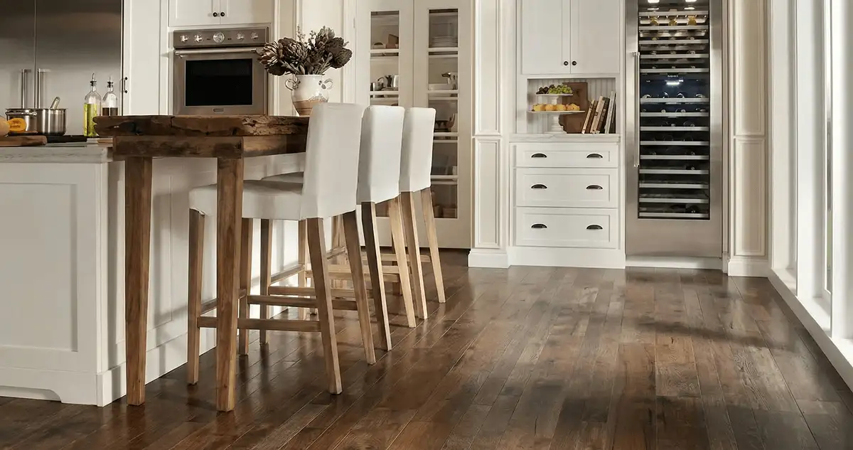 Professionally installed and refinished hardwood flooring in a residential home, showcasing smooth finish and natural wood tones in Charleston, SC